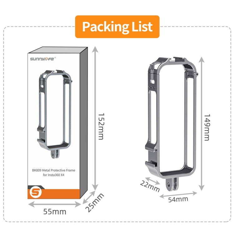 For Insta360 X4 Sunnylife Metal Protective Cage Rig with Cold Shoe Bases & Tripod Adapter (Titanium Color) - HoMEdemic™ 