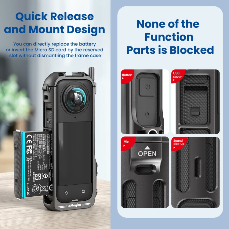 For Insta360 X4 aMagisn Metal Protective Housing Frame Quick Release Version - HoMEdemic™ 