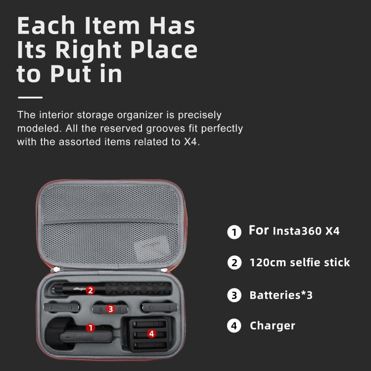 For Insta360 X5 / X4 aMagisn Medium Storage Bag Clutch Bag Protective Case - HoMEdemic™ 