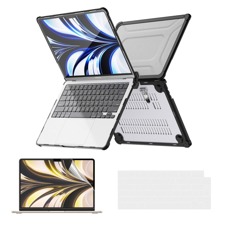 For MacBook Air 13.6 2022/2024  A2681 (M2) / A3113  (M3) ENKAY Hat-Prince 3 in 1 Protective Bracket Case Cover Hard Shell with TPU Keyboard Film / PET Screen Protector, Version:EU(Black) - HoMEdemic™ 
