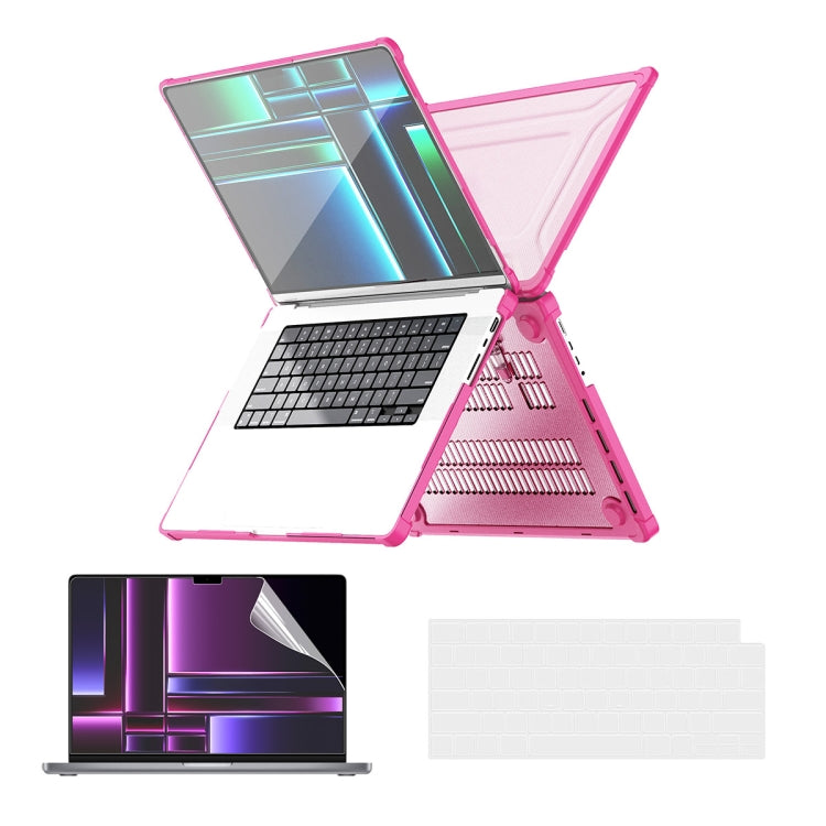 For MacBook Pro 14.2 A2442/A2779/14 inch A3434 2025 (M5) ENKAY Hat-Prince 3 in 1 Protective Bracket Case Cover Hard Shell with TPU Keyboard Film / PET Screen Protector, Version:EU(Pink) - HoMEdemic™ 