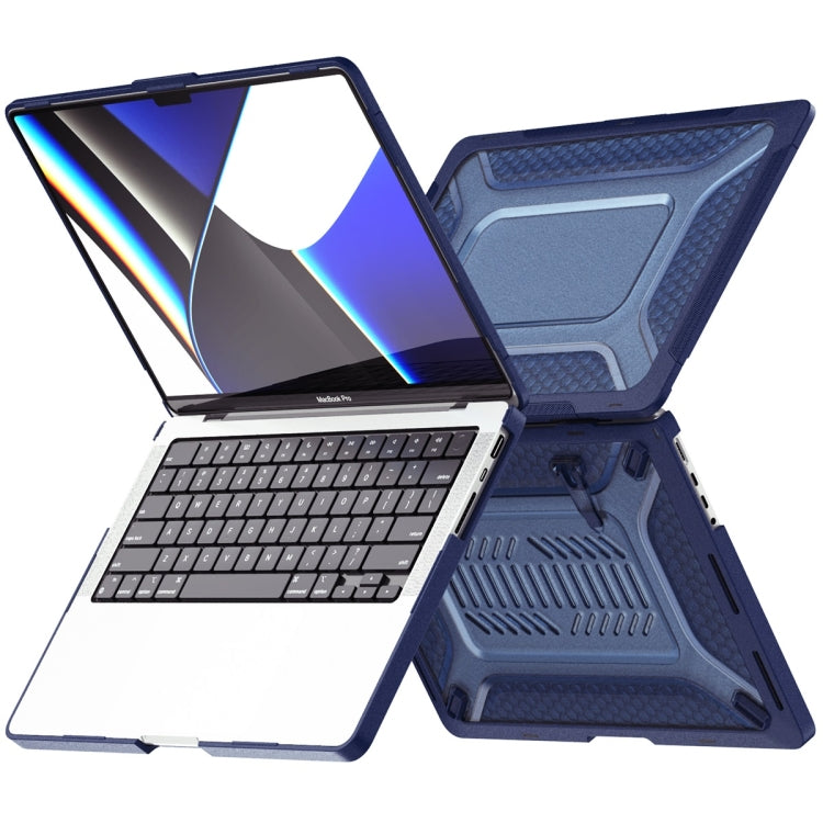For MacBook Pro 14.2 A2442/A2779 2023/14 inch A3434 2025 (M5) ENKAY Hat-Prince 3 in 1 Protective Bracket  Case Cover Hard Shell with TPU Keyboard Film / Anti-dust Plugs, Version:US(Grey) - HoMEdemic™ 