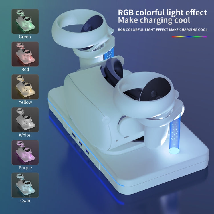 For Meta Quest 2 Desktop Bracket VR Glasses Wireless Charger Colorful Light Emitting Base(White) - HoMEdemic™ 