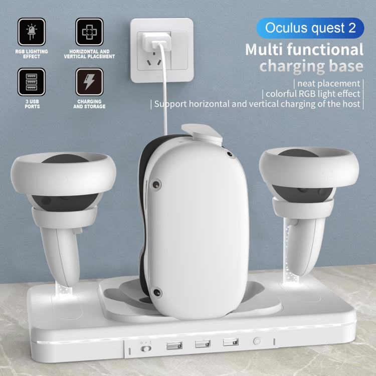 For Meta Quest 2 Desktop Bracket VR Glasses Wireless Charger Colorful Light Emitting Base(White) - HoMEdemic™ 