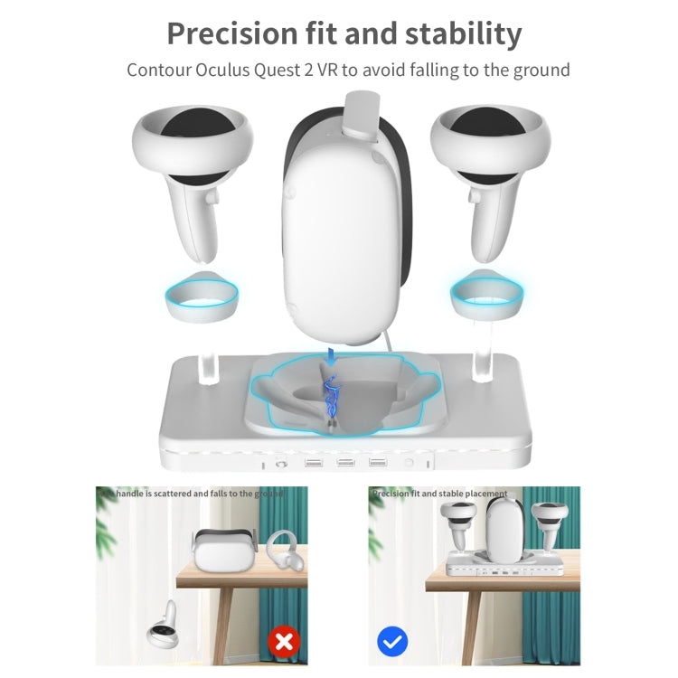 For Meta Quest 2 Desktop Bracket VR Glasses Wireless Charger Colorful Light Emitting Base(White) - HoMEdemic™ 