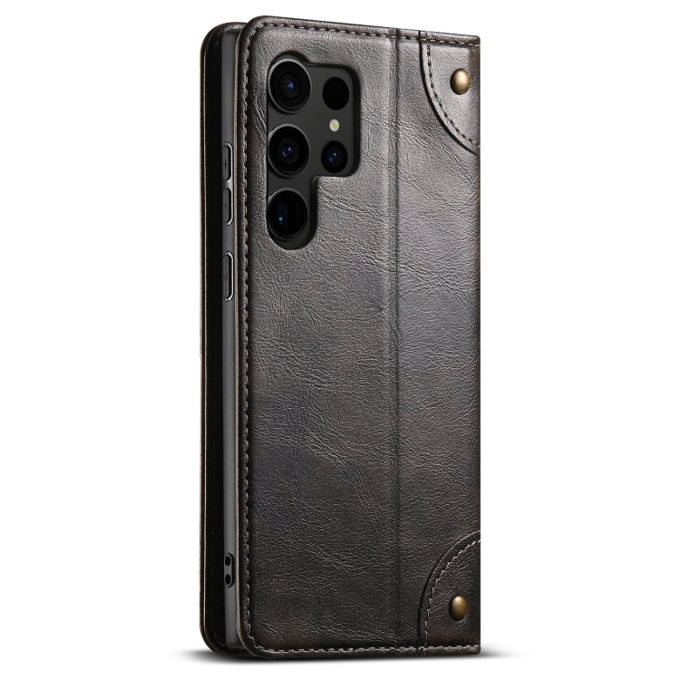 For Samsug Galaxy S24 Ultra 5G Suteni Baroque Calf Texture Buckle Wallet Leather Phone Case(Black) - HoMEdemic™ 