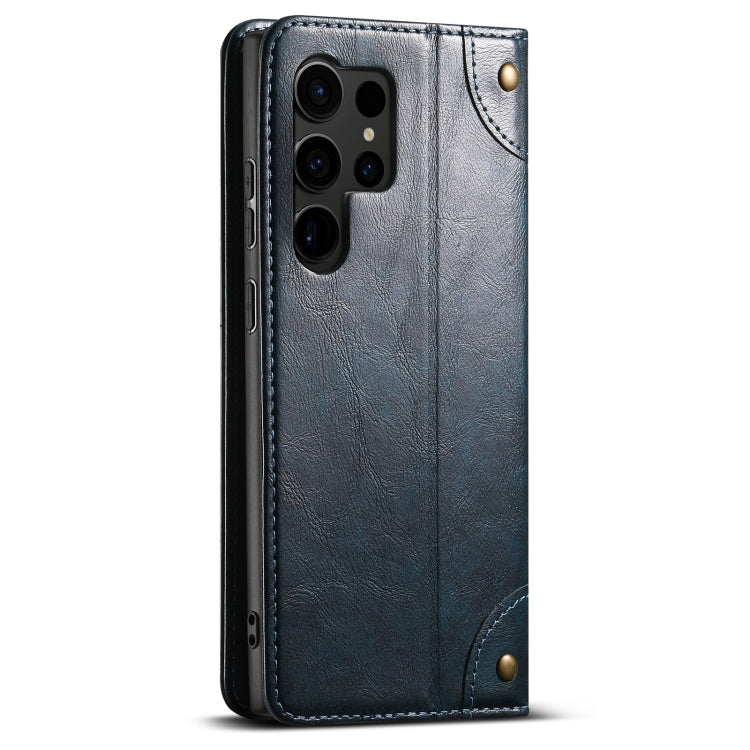 For Samsug Galaxy S24 Ultra 5G Suteni Baroque Calf Texture Buckle Wallet Leather Phone Case(Blue) - HoMEdemic™ 