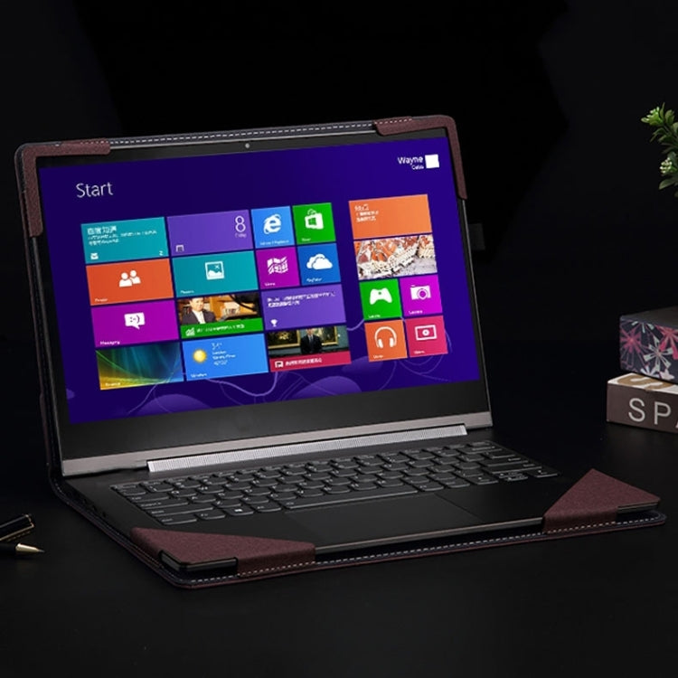 For Samsung Galaxy Book Flex 2020 13.3 Inch Leather Laptop Anti-Fall Protective Case With Stand(Wine Red) - HoMEdemic™ 