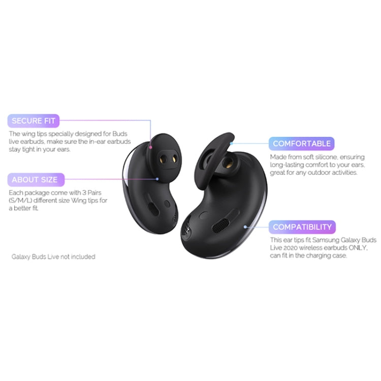 For Samsung Galaxy Buds Live AhaStyle PT132 S+M+L Silicone Earbud(Black) - HoMEdemic™ 