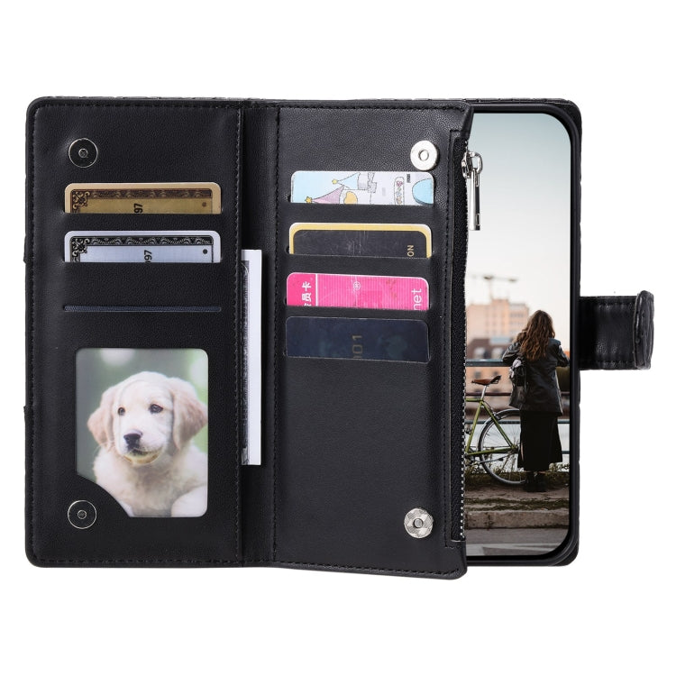 For Samsung Galaxy S22 Ultra 5G Glitter Lattice Zipper Wallet Leather Phone Case(Black) - HoMEdemic™ 