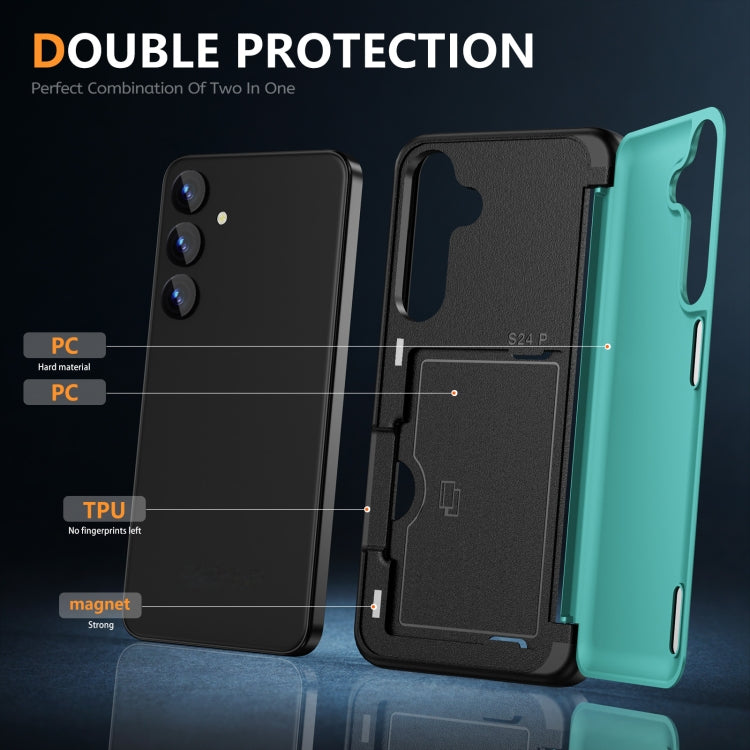 For Samsung Galaxy S23+ 5G 3 in 1 Flip Holder Phone Case(Cyan) - HoMEdemic™ 