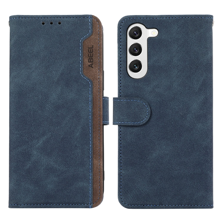For Samsung Galaxy S23+ 5G ABEEL Color Block Magnetic RFID Leather Phone Case(Blue-Brown) - HoMEdemic™ 