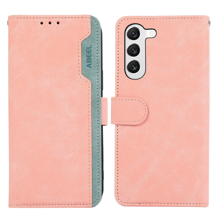 For Samsung Galaxy S23+ 5G ABEEL Color Block Magnetic RFID Leather Phone Case(Pink-Cyan) - HoMEdemic™ 