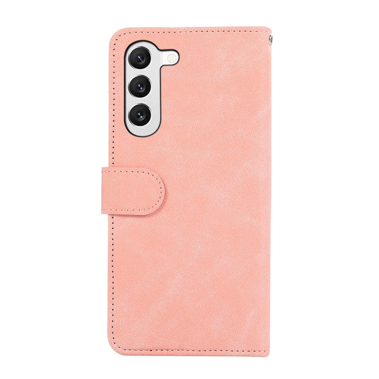 For Samsung Galaxy S23+ 5G ABEEL Color Block Magnetic RFID Leather Phone Case(Pink-Cyan) - HoMEdemic™ 