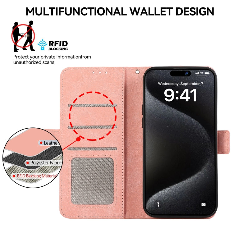 For Samsung Galaxy S23+ 5G ABEEL Frosted Magnetic RFID Leather Phone Case(Pink) - HoMEdemic™ 