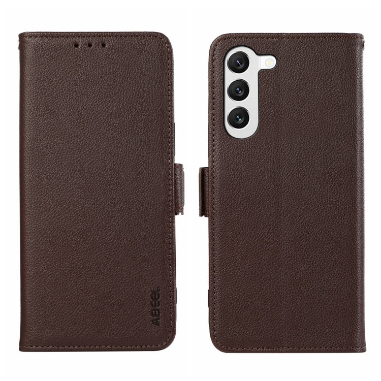 For Samsung Galaxy S23+ 5G ABEEL Side-Magnetic Litchi Pattern Leather RFID Phone Case(Brown) - HoMEdemic™ 