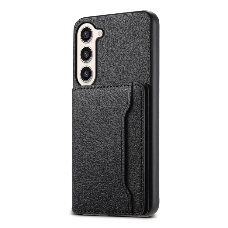 For Samsung Galaxy S23+ 5G Calf Texture Card Bag Design Full Coverage Phone Case(Black) - HoMEdemic™ 