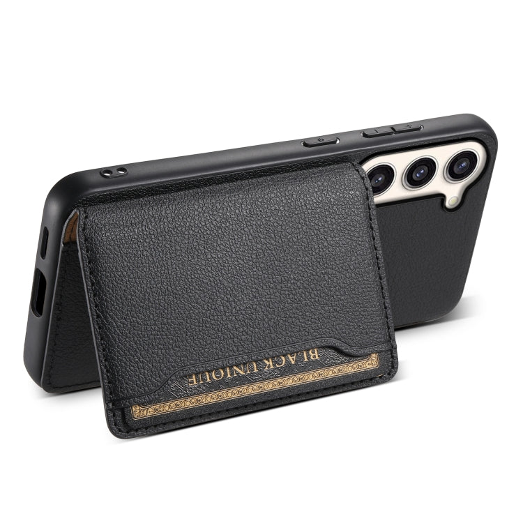For Samsung Galaxy S23+ 5G Calf Texture Card Bag Design Full Coverage Phone Case(Black) - HoMEdemic™ 