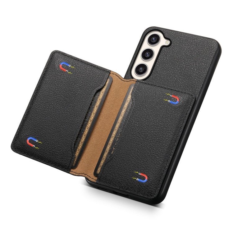 For Samsung Galaxy S23+ 5G Calf Texture Card Bag Design Full Coverage Phone Case(Black) - HoMEdemic™ 