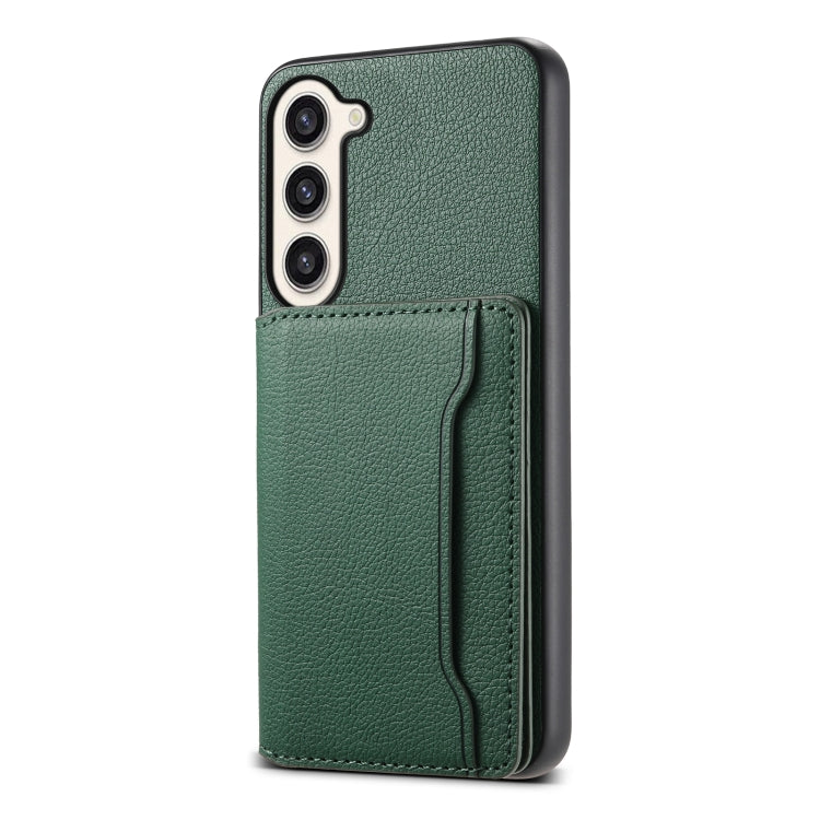 For Samsung Galaxy S23+ 5G Calf Texture Card Bag Design Full Coverage Phone Case(Green) - HoMEdemic™ 
