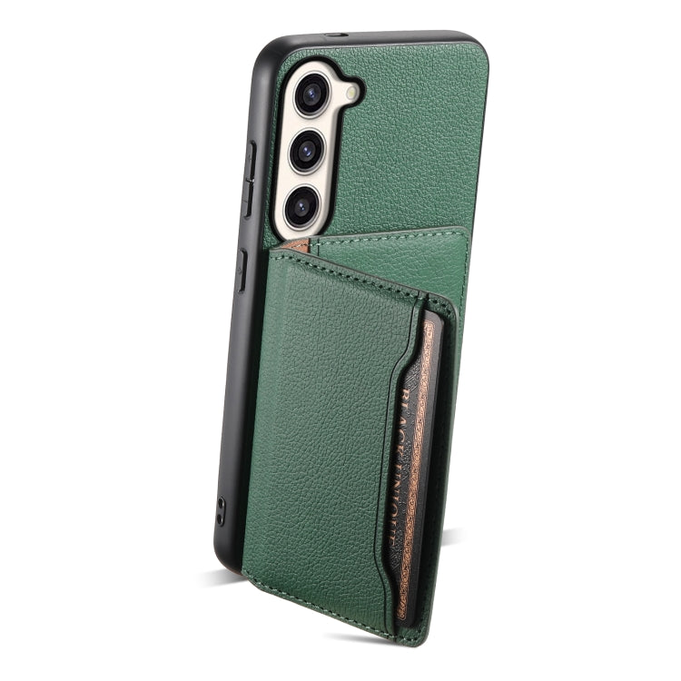 For Samsung Galaxy S23+ 5G Calf Texture Card Bag Design Full Coverage Phone Case(Green) - HoMEdemic™ 