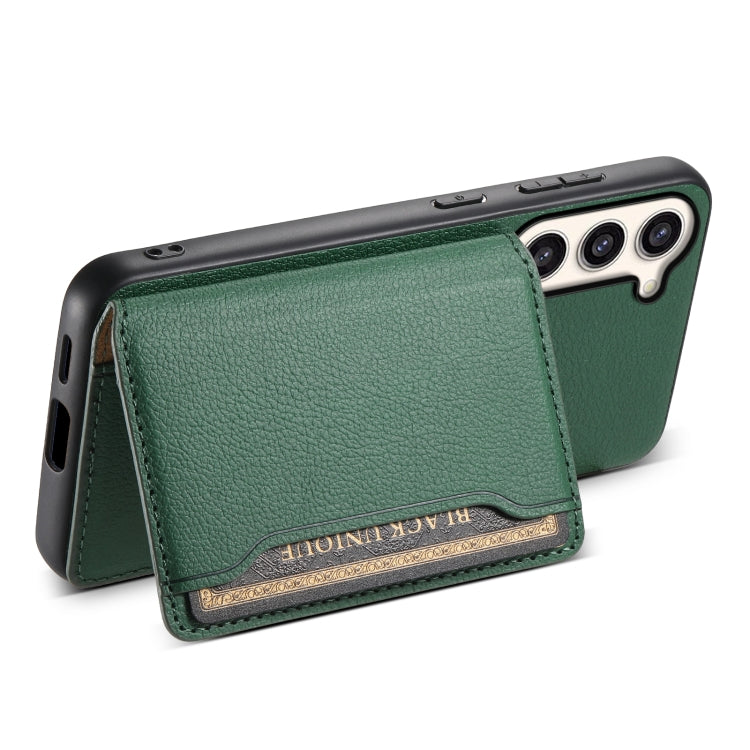 For Samsung Galaxy S23+ 5G Calf Texture Card Bag Design Full Coverage Phone Case(Green) - HoMEdemic™ 