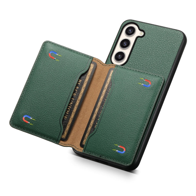 For Samsung Galaxy S23+ 5G Calf Texture Card Bag Design Full Coverage Phone Case(Green) - HoMEdemic™ 