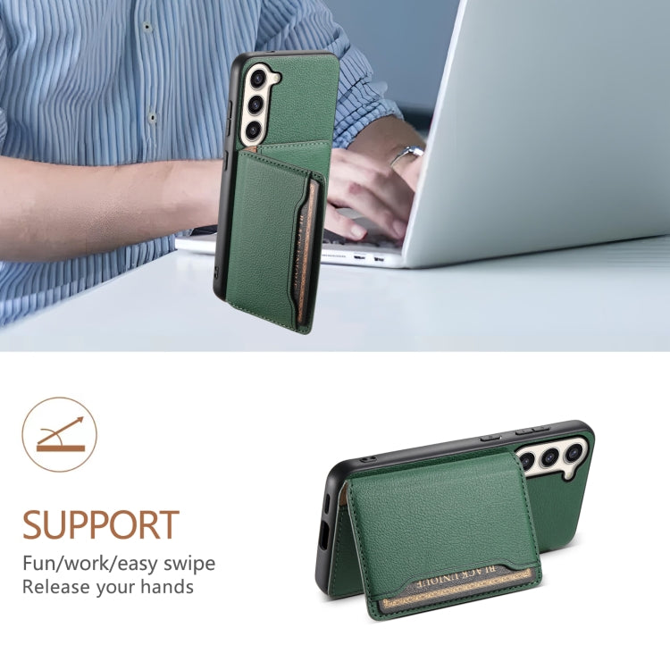 For Samsung Galaxy S23+ 5G Calf Texture Card Bag Design Full Coverage Phone Case(Green) - HoMEdemic™ 