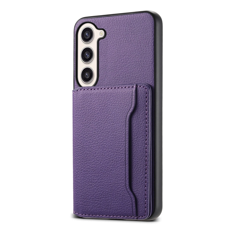 For Samsung Galaxy S23+ 5G Calf Texture Card Bag Design Full Coverage Phone Case(Purple) - HoMEdemic™ 