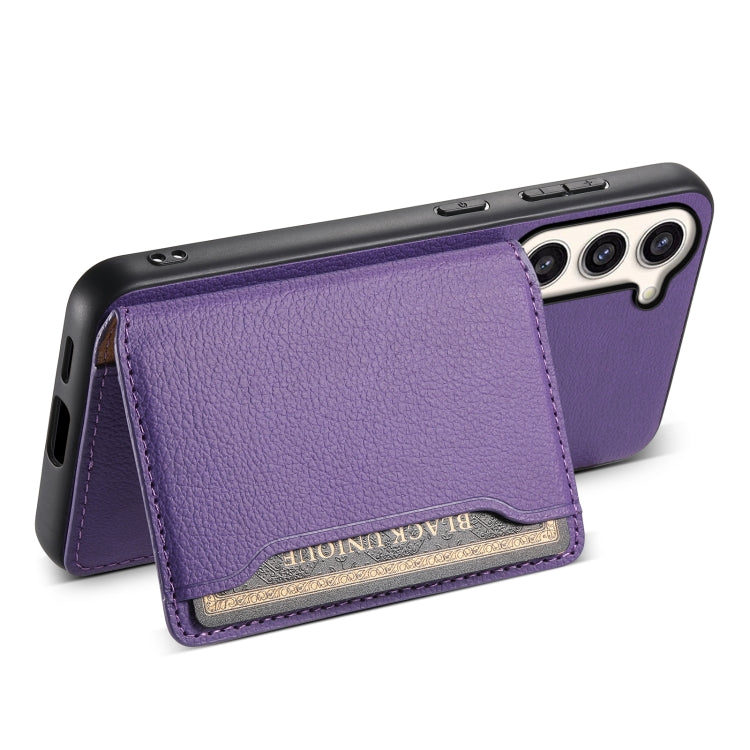 For Samsung Galaxy S23+ 5G Calf Texture Card Bag Design Full Coverage Phone Case(Purple) - HoMEdemic™ 