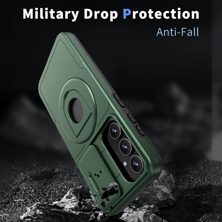 For Samsung Galaxy S23+ 5G Camshield MagSafe Ring Holder Armor Phone Case(Deep Green) - HoMEdemic™ 