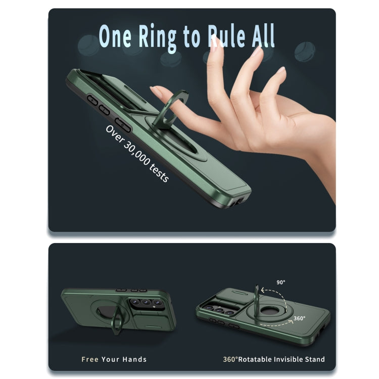 For Samsung Galaxy S23+ 5G Camshield MagSafe Ring Holder Armor Phone Case(Deep Green) - HoMEdemic™ 