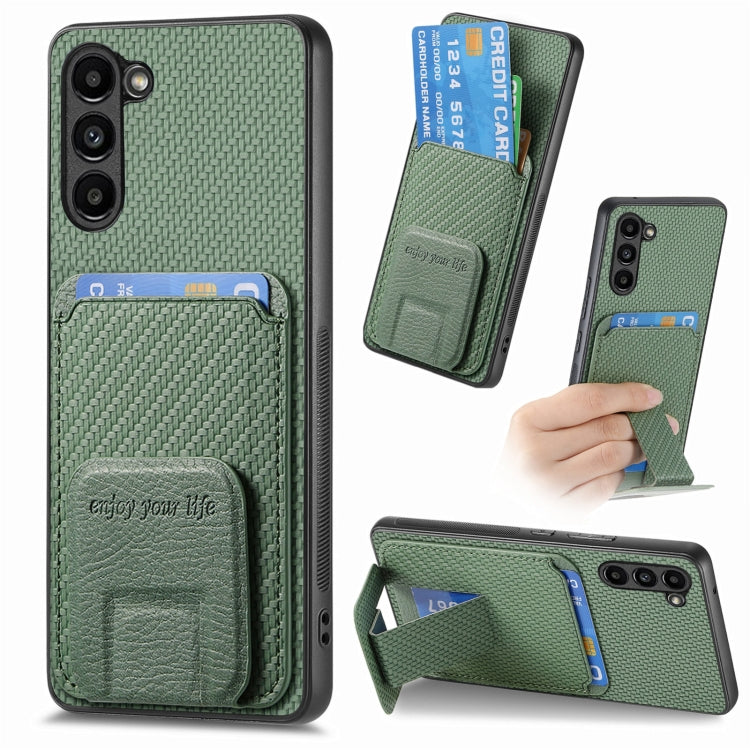 For Samsung Galaxy S23+ 5G Carbon Fiber Card Bag Fold Stand Phone Case(Green) - HoMEdemic™ 