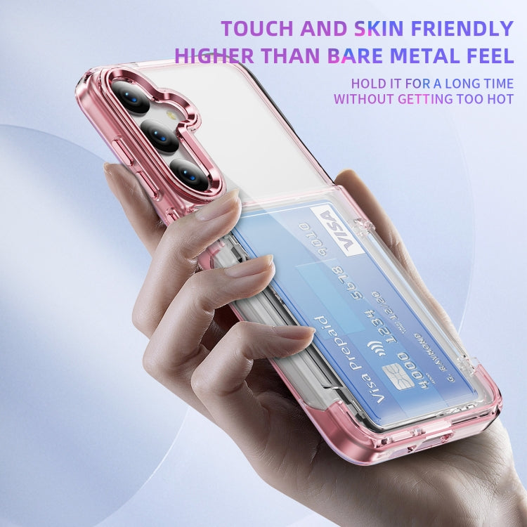 For Samsung Galaxy S23+ 5G Card Holder Acrylic Hybrid TPU Phone Case(Transparent Pink) - HoMEdemic™ 