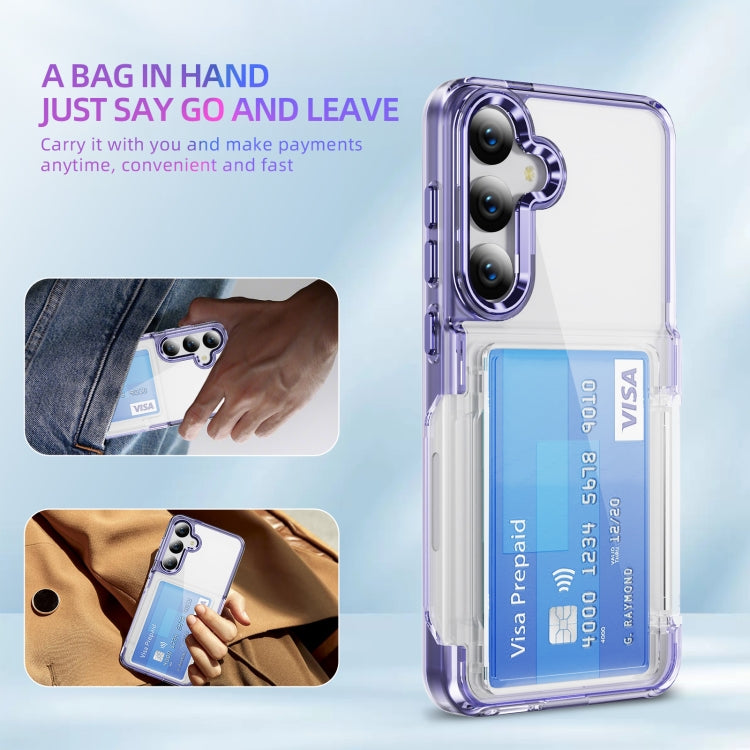 For Samsung Galaxy S23+ 5G Card Holder Acrylic Hybrid TPU Phone Case(Transparent Purple) - HoMEdemic™ 