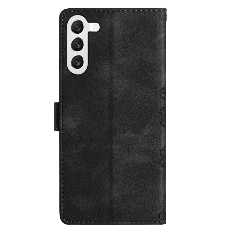 For Samsung Galaxy S23+ 5G Cherry Blossom Butterfly Skin Feel Embossed PU Phone Case(Black) - HoMEdemic™ 