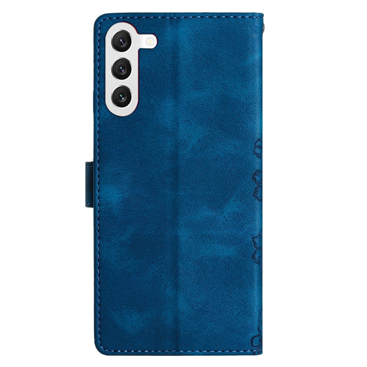 For Samsung Galaxy S23+ 5G Cherry Blossom Butterfly Skin Feel Embossed PU Phone Case(Blue) - HoMEdemic™ 