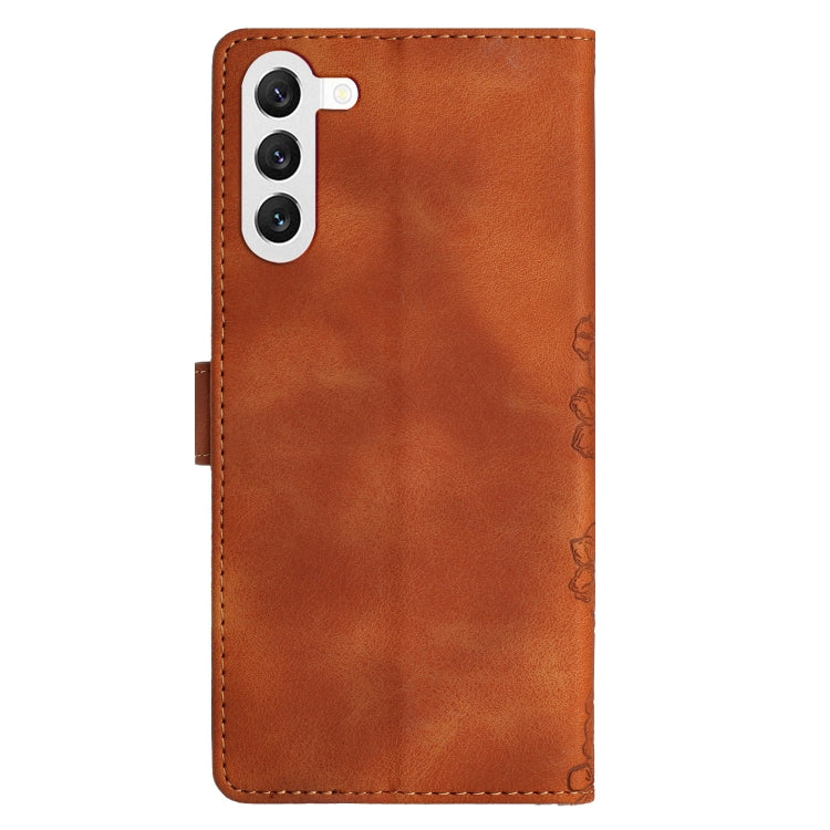 For Samsung Galaxy S23+ 5G Cherry Blossom Butterfly Skin Feel Embossed PU Phone Case(Brown) - HoMEdemic™ 
