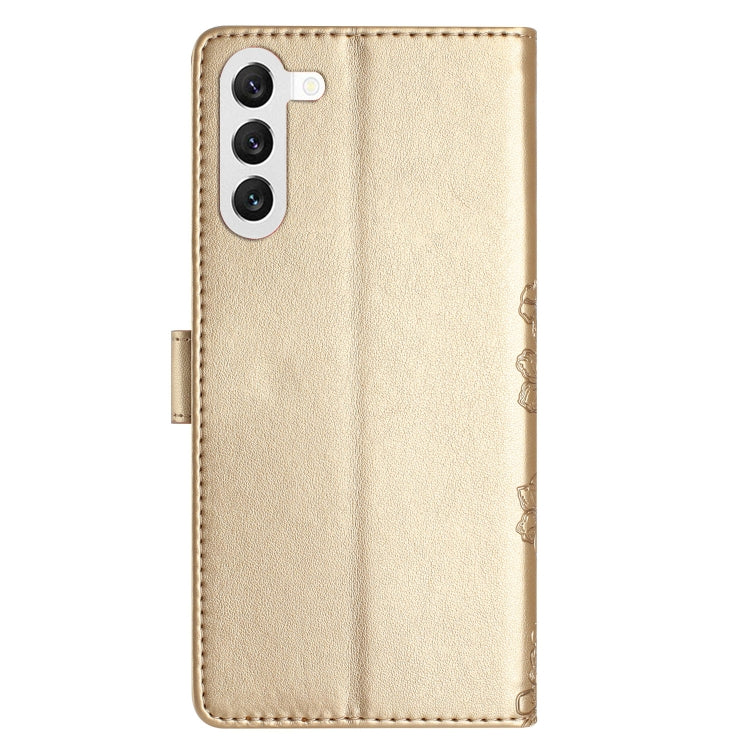For Samsung Galaxy S23+ 5G Cherry Blossom Butterfly Skin Feel Embossed PU Phone Case(Gold) - HoMEdemic™ 