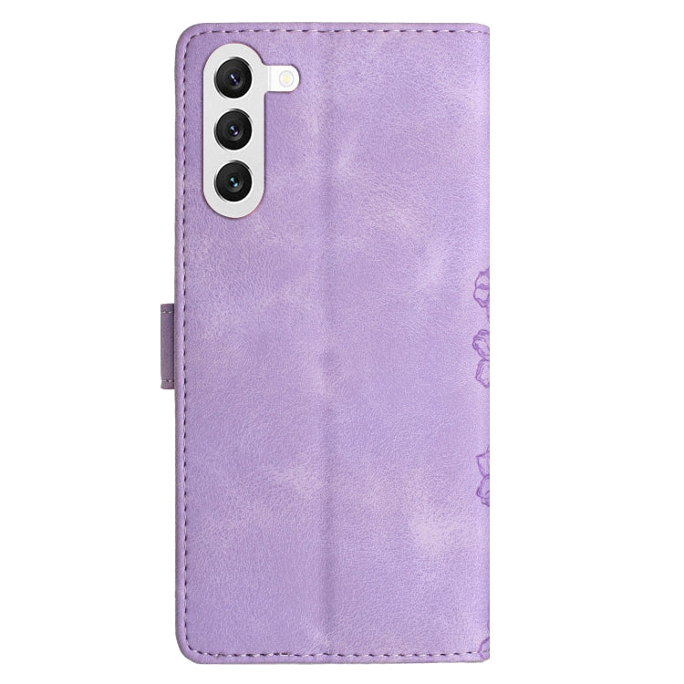 For Samsung Galaxy S23+ 5G Cherry Blossom Butterfly Skin Feel Embossed PU Phone Case(Purple) - HoMEdemic™ 