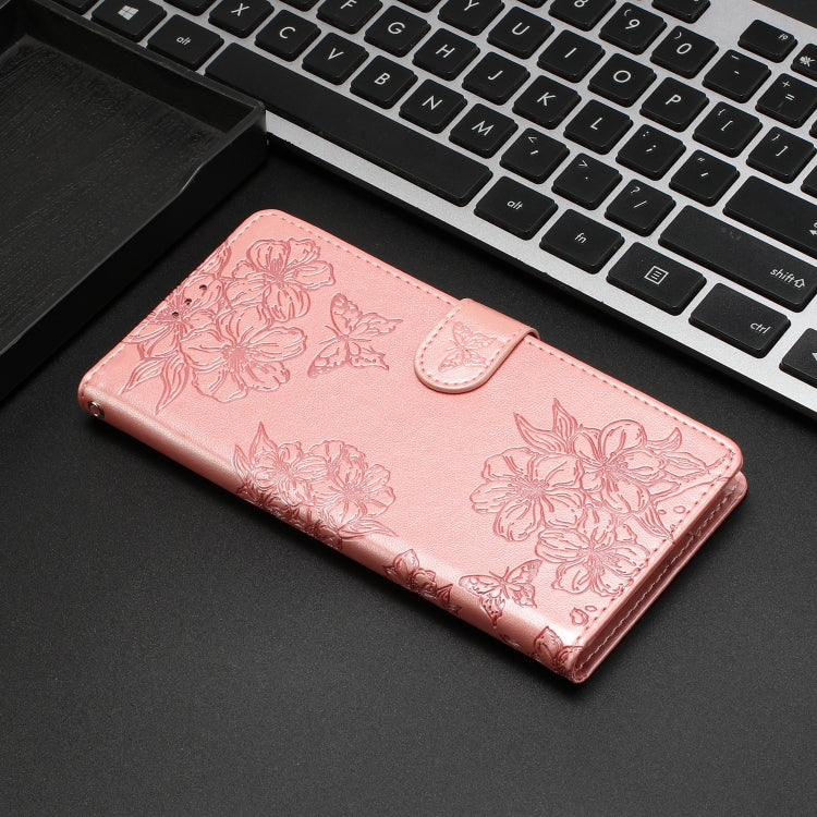 For Samsung Galaxy S23+ 5G Cherry Blossom Butterfly Skin Feel Embossed PU Phone Case(Rose Gold) - HoMEdemic™ 