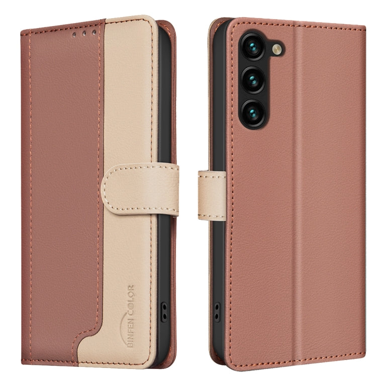 For Samsung Galaxy S23+ 5G Color Matching RFID Anti-theft Leather Phone Case(Brown) - HoMEdemic™ 