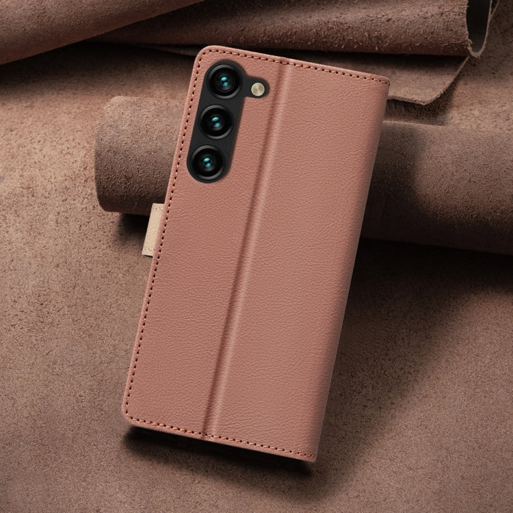 For Samsung Galaxy S23+ 5G Color Matching RFID Anti-theft Leather Phone Case(Brown) - HoMEdemic™ 