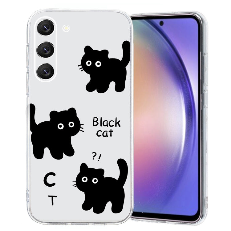 For Samsung Galaxy S23+ 5G Colored Drawing Pattern Transparent TPU Phone Case(Black Cat) - HoMEdemic™ 