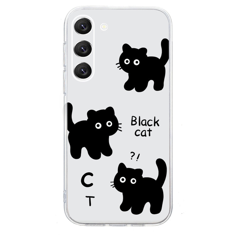 For Samsung Galaxy S23+ 5G Colored Drawing Pattern Transparent TPU Phone Case(Black Cat) - HoMEdemic™ 