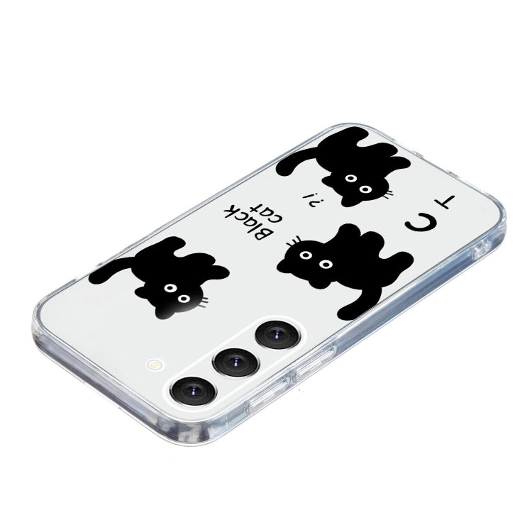 For Samsung Galaxy S23+ 5G Colored Drawing Pattern Transparent TPU Phone Case(Black Cat) - HoMEdemic™ 