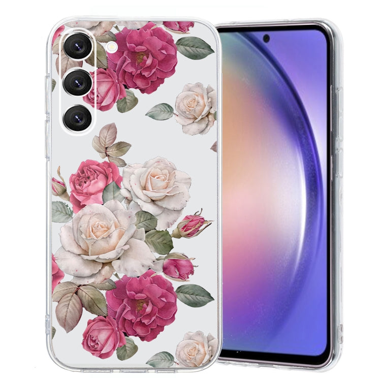 For Samsung Galaxy S23+ 5G Colored Drawing Pattern Transparent TPU Phone Case(Peony) - HoMEdemic™ 