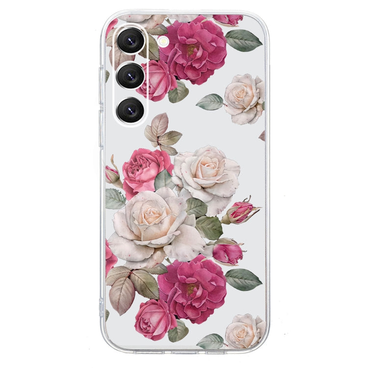 For Samsung Galaxy S23+ 5G Colored Drawing Pattern Transparent TPU Phone Case(Peony) - HoMEdemic™ 