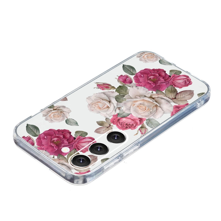For Samsung Galaxy S23+ 5G Colored Drawing Pattern Transparent TPU Phone Case(Peony) - HoMEdemic™ 