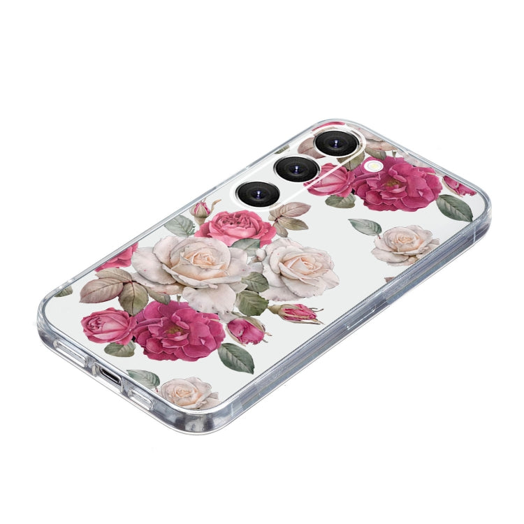 For Samsung Galaxy S23+ 5G Colored Drawing Pattern Transparent TPU Phone Case(Peony) - HoMEdemic™ 